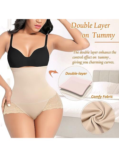 Werena Tummy Control Shapewear Panties for Women High Waisted Body Shaper Underwear Lace Slimming Girdle Shaping Briefs