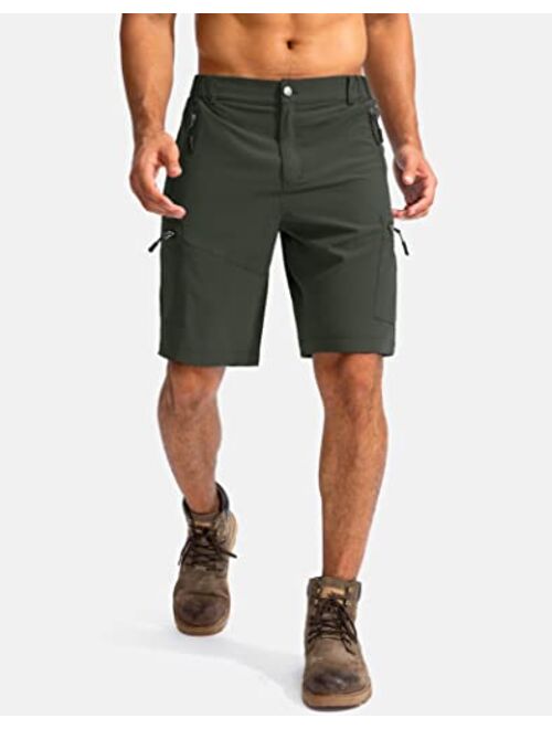 Pudolla Men's Hiking Cargo Shorts 9" Lightweight Outdoor Work Shorts for Men Travel Golf Camping Casual with 5 Zipper Pockets