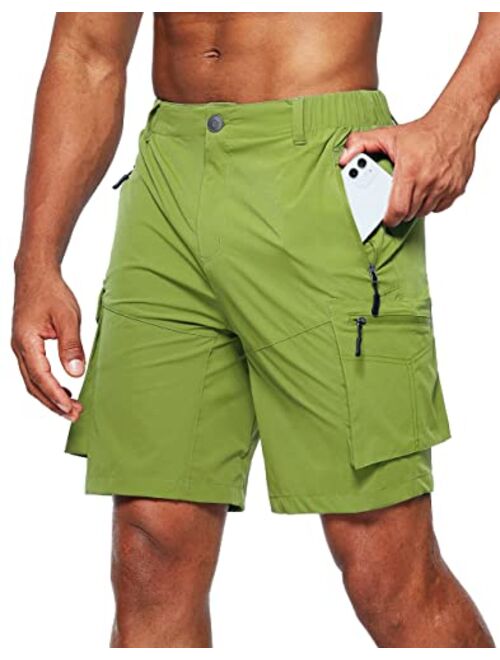 Pudolla Men's Hiking Cargo Shorts Quick Dry Outdoor Travel Shorts for Men with Multi Pocket for Fishing Camping Casual
