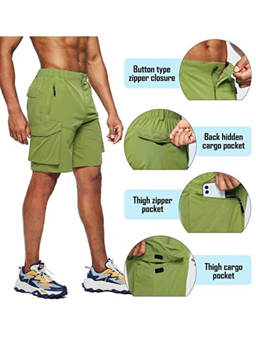 Pudolla Men's Hiking Cargo Shorts Quick Dry Outdoor Travel Shorts for Men with Multi Pocket for Fishing Camping Casual
