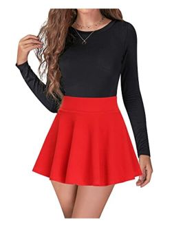 High Waisted Pleated Skirts for Women Skater Tennis Skirt with Shorts Pockets Mini A-Line Skirt