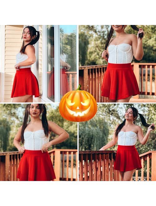 Werena High Waisted Pleated Skirts for Women Skater Tennis Skirt with Shorts Pockets Mini A-Line Skirt