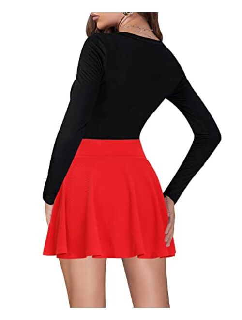 Werena High Waisted Pleated Skirts for Women Skater Tennis Skirt with Shorts Pockets Mini A-Line Skirt