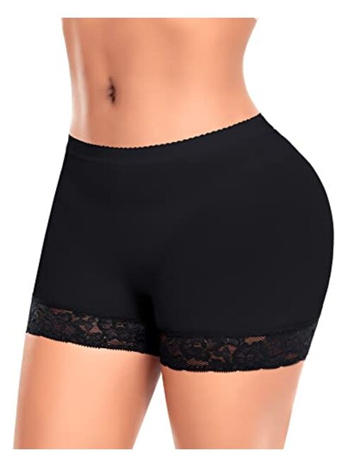 Werena Butt Lifter Padded Underwear for Women Seamless Booty Pads Panties Butt Enhancer Lace Boyshorts Shapewear