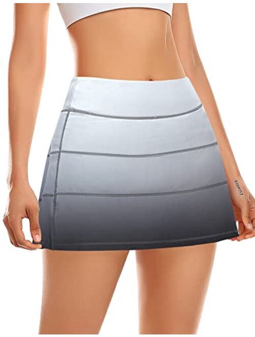 Werena Tennis Skirt for Women with 4 Pockets Athletic Golf Skorts Skirts with Shorts Workout Running Sports