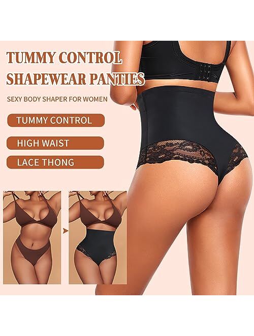 Werena Tummy Control Thong Shapewear For Women Seamless High Waist Shaping Thong Panties Body Shaper Girdle Underwear