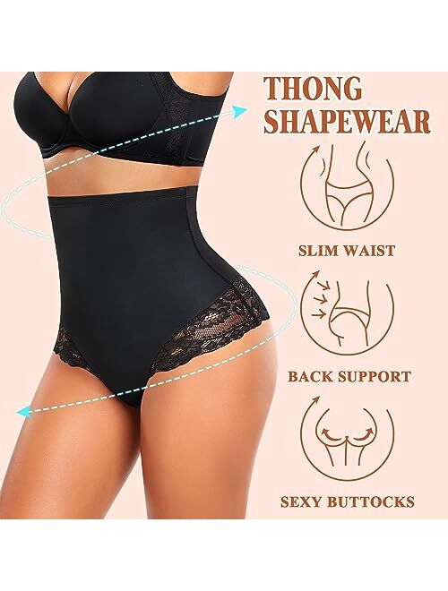 Werena Tummy Control Thong Shapewear For Women Seamless High Waist Shaping Thong Panties Body Shaper Girdle Underwear