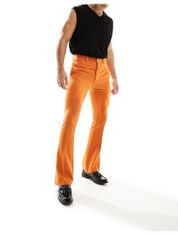 skinny flared smart pants in orange