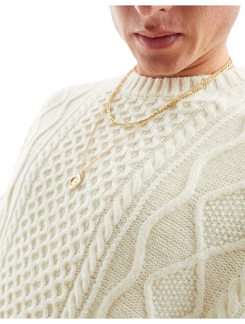 ASOS DESIGN oversized slouchy cable knit sweater in cream
