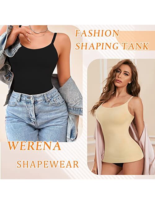 Werena Womens Shapewear Tank Tops with Built in Bra Tummy Control Cami Shaper Compression Shaping Tops