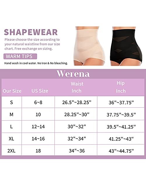Werena Women Tummy Control Shapewear Panties Shaping Underwear High Waist Body Shaper