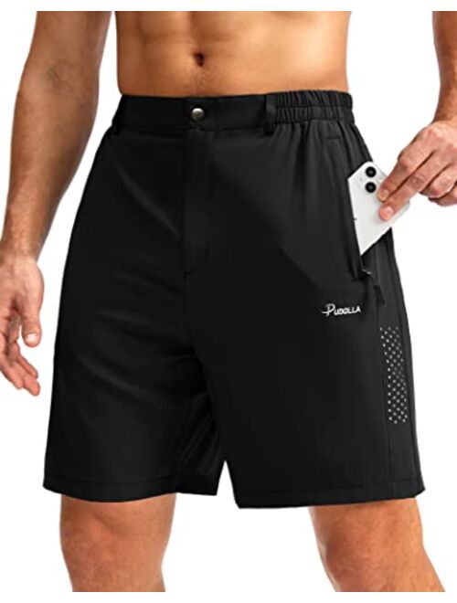 Pudolla Men's Hiking Cargo Shorts 7'' Travel Shorts for Men Summer Shorts Work Casual Athletic with Zipper Pockets