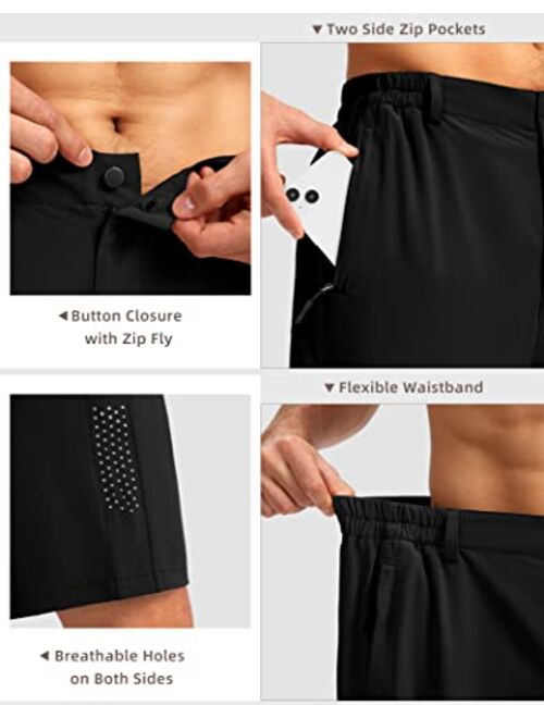 Pudolla Men's Hiking Cargo Shorts 7'' Travel Shorts for Men Summer Shorts Work Casual Athletic with Zipper Pockets