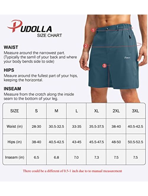 Pudolla Men's Hiking Cargo Shorts 7'' Travel Shorts for Men Summer Shorts Work Casual Athletic with Zipper Pockets