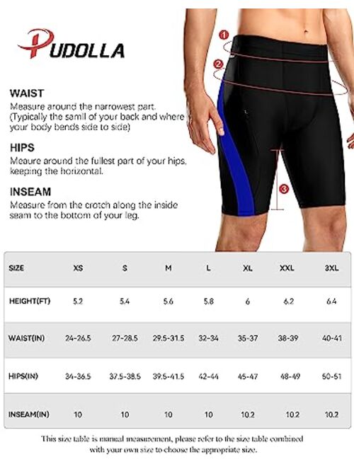 Pudolla Men's Swim Jammers with Zipper Pocket Athletic Team Lap Swimsuit Durable Swimming Racing Competition Swimwear