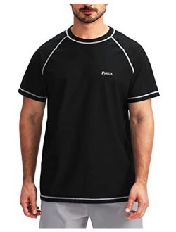 Pudolla Men's Swim Shirts Rash Guard Shirts for Men UPF 50+ Sun Protection T-Shirts Quick Dry Beach Surf Water Shirt
