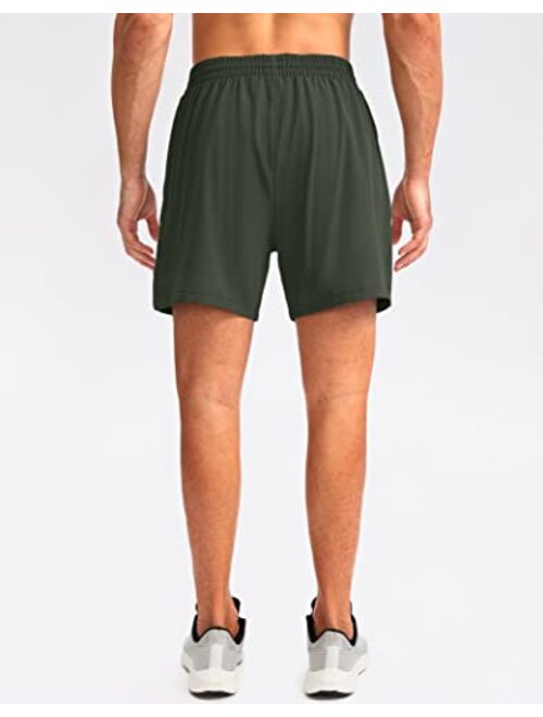 Pudolla Men's Running Shorts 5" Lightweight Gym Shorts for Men Workout Athletic Casual with Zipper Pockets
