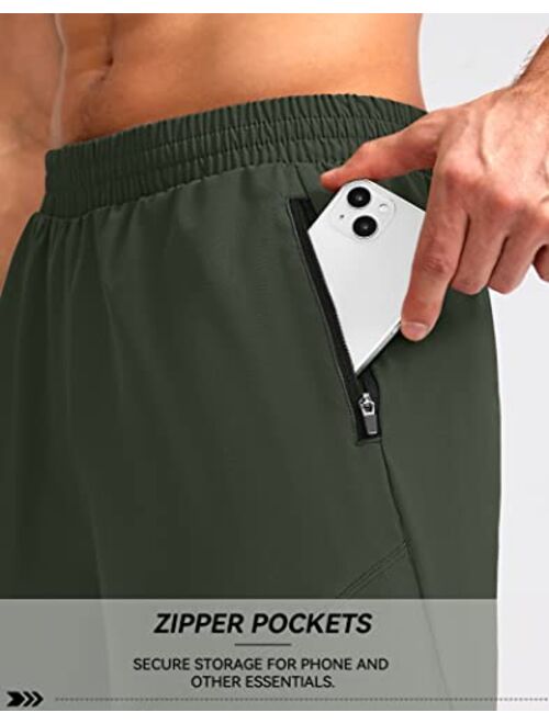 Pudolla Men's Running Shorts 5" Lightweight Gym Shorts for Men Workout Athletic Casual with Zipper Pockets