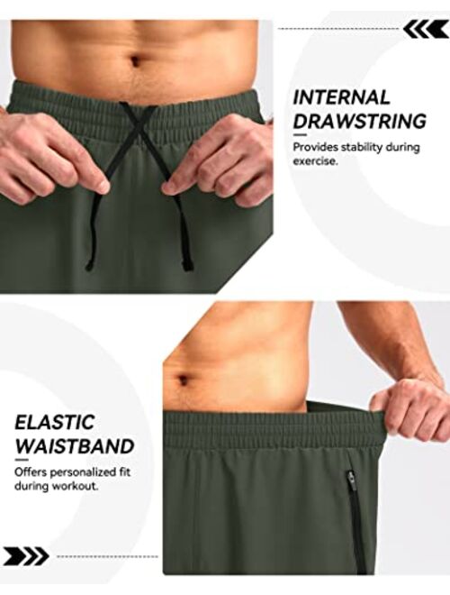 Pudolla Men's Running Shorts 5" Lightweight Gym Shorts for Men Workout Athletic Casual with Zipper Pockets