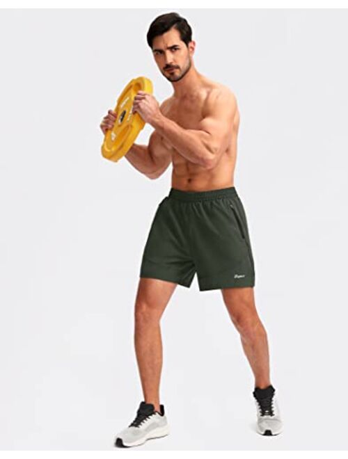 Pudolla Men's Running Shorts 5" Lightweight Gym Shorts for Men Workout Athletic Casual with Zipper Pockets