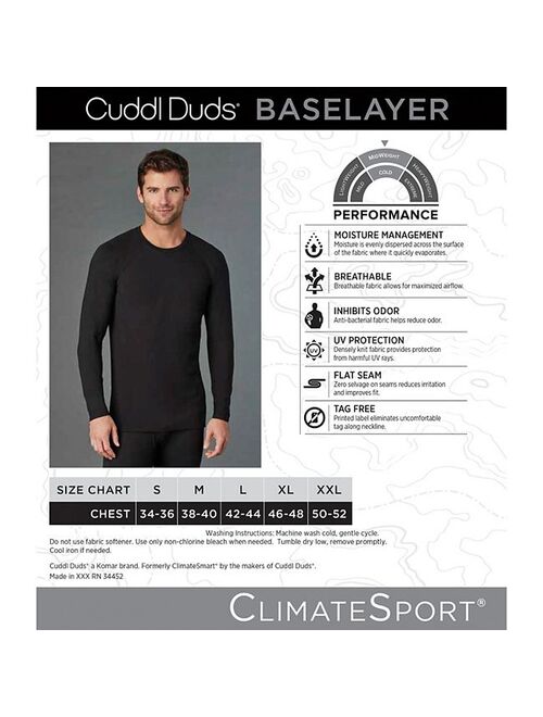 Men's Cuddl Duds Midweight ClimateSport Performance Base Layer Crew Top