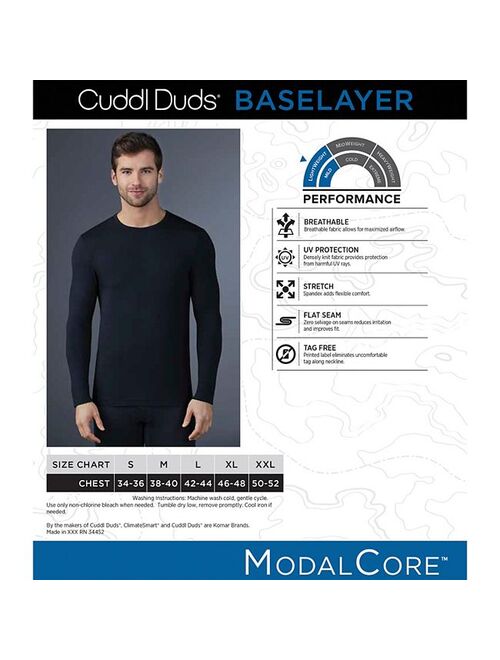 Men's Cuddl Duds Lightweight ModalCore Performance Base Layer Crew Top