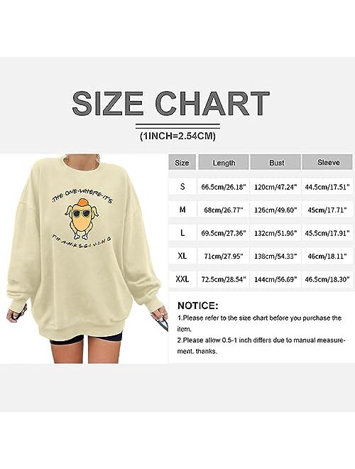 MNLYBABY Oversized Thanksgiving Shirts Women Funny Turkey Graphic Sweatshirt Grateful Blessed Fall Long Sleeve Pullover Tops