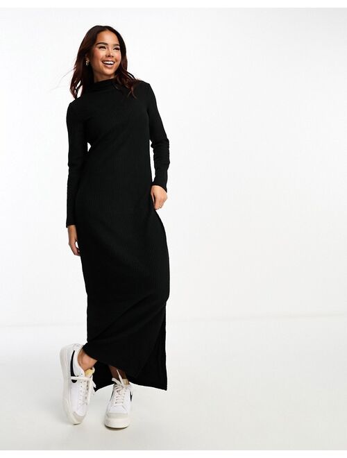 Pieces Exclusive high neck knit maxi dress in black