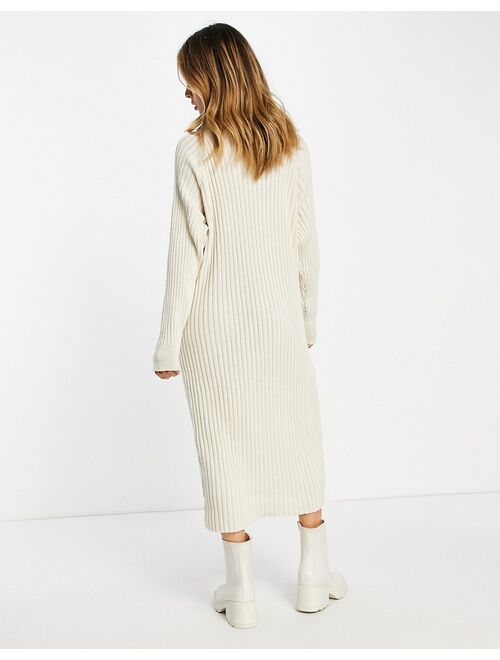 Y.A.S knitted roll neck midi dress in cream
