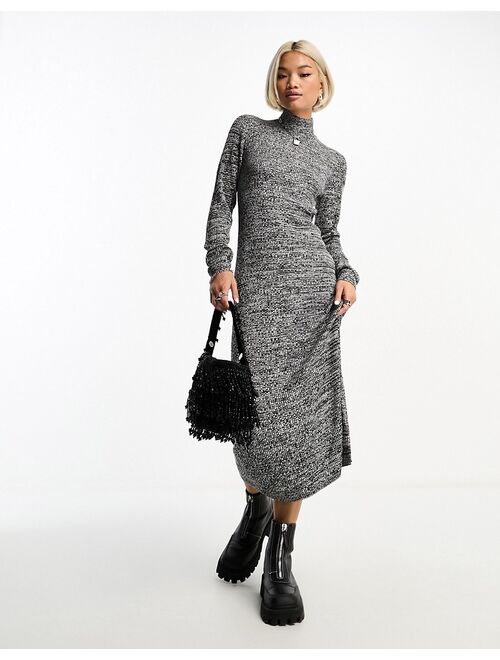 Object high neck knitted sweater maxi dress in black and white