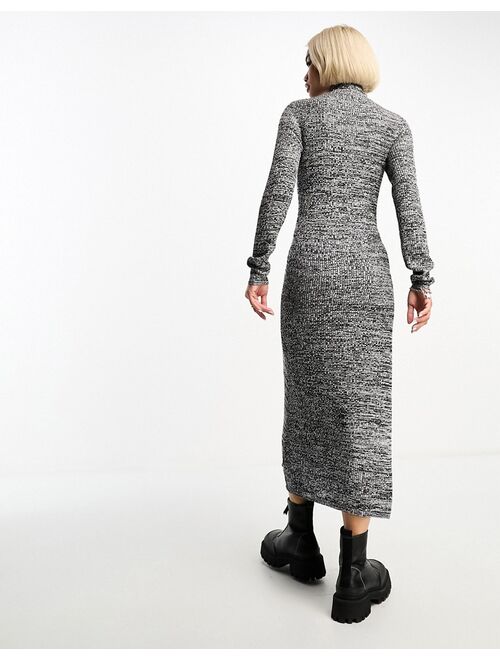 Object high neck knitted sweater maxi dress in black and white