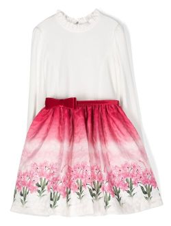 floral-print belted-waist dress