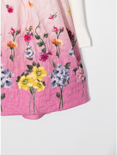 Monnalisa floral-jacquard belted midi dress