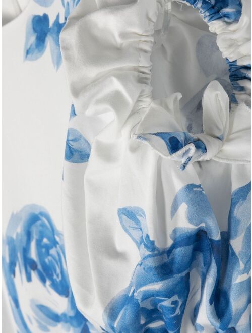 Monnalisa floral-print puff-sleeve dress