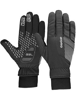Ride Windproof Winter Padded Cycling Gloves Full Finger Breathable Biking Gloves Thermal Fleece Lined Cold Weather Bike Riding Gloves for MTB Gravel Road Bike