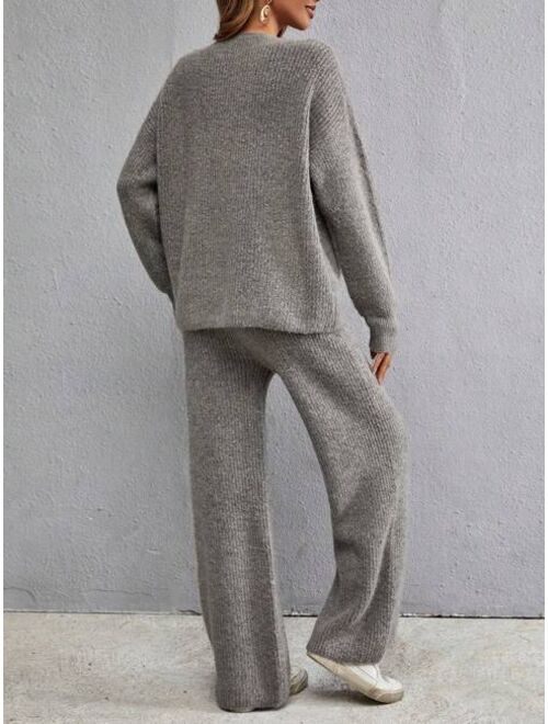 SHEIN Essnce Drop Shoulder Sweater & Knit Pants