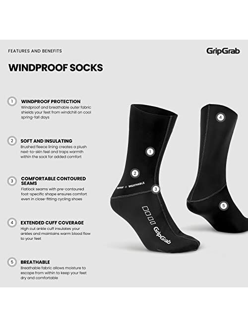 GripGrab Windproof Spring Fall Thermal Cycling Socks Long High Cut Pre-Shaped Cold Weather Cycling Socks Tall Bike Socks