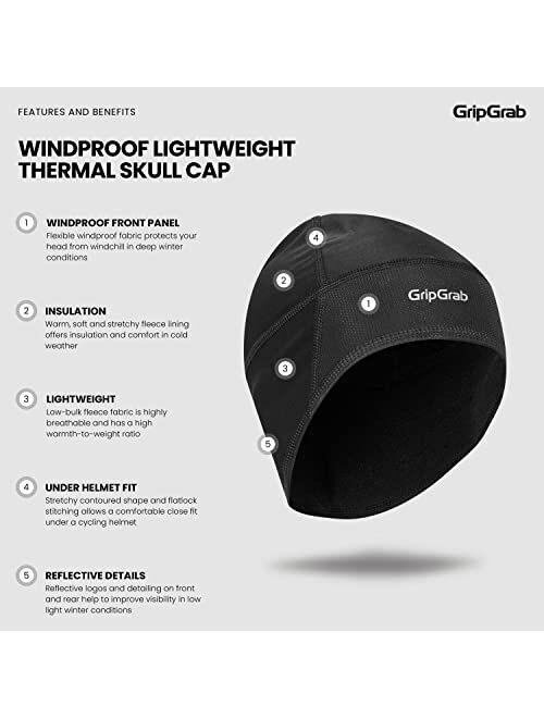 GripGrab Windproof Lightweight Thermal Skull Cap Under Helmet Cycling Running Bike Thin Winter Cycle Liner Hat Warm Skullcap