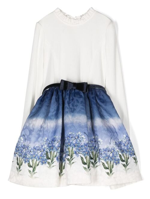 Monnalisa floral-print belted-waist dress