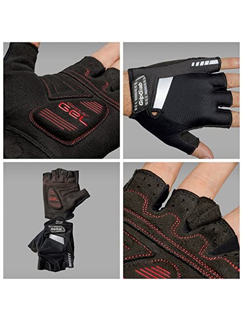 GripGrab SuperGel Padded Half Finger Road Riding Summer Cycling Gloves Bicycle Gloves Biking Gloves for Men Fingerless Cycle Mitts