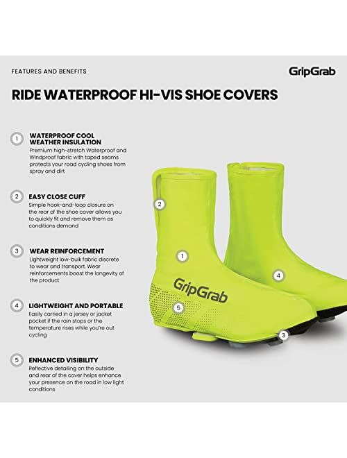 GripGrab Ride Waterproof Road Bike Cycling Overshoes Thin Windproof Adjustable Bicycle Rain Protection Shoe Covers