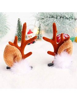 Aceorna Christmas Headband Reindeer Antlers Xmas Hair Clip Ball Flower Ring Antlers Hair Pins Bell Elk Deer Animal Horns Headpiece Deer Horn Ears and Berries Hairpin Chri