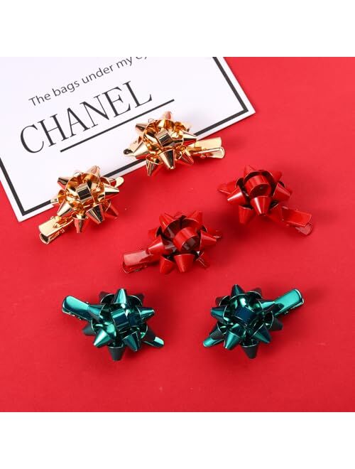 NVENF 6PCS Christmas Hair Clips for Women Christmas Accessories Xmas Bow Hair Clip Festive Holiday Hairpins Christmas Outfits Hair Accessory Party Gifts (StyleA)