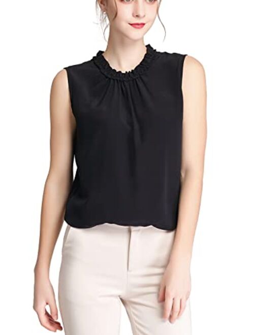Grenasasilk Womens 6A Grade Silk Tops Sleeveless Mulberry Silk Blouse Elegant Silk Casual Tank/T Shirts