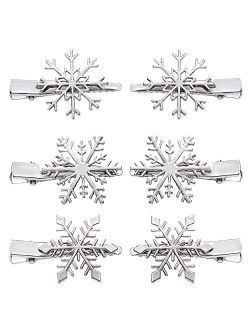 NVENF 6PCS Christmas Hair Clips for Women Xmas Bow Hair Clip Festive Snowflake Hairpins Holiday Hair Accessory Party Gifts (Style B - 6PCS Snowflake)