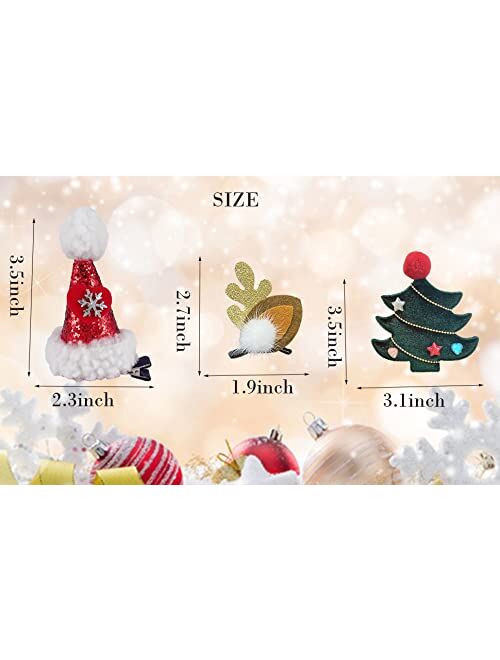 Sevendoo Christmas Hair Clips Cute Decorative Christmas Hair Accessories 2022 Xmas Small Gifts Hairpins Antlers Christmas Tree Hat Hair Barrettes for Women Girls, Pack of