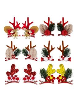 Forsylvanas Jewelry Christmas Reindeer Antlers Hair Clips, 12Pcs Cute Christmas Xmas Hair Accessories for Women Girls, Deer Horns Christmas Hair Accessories for Party Fav