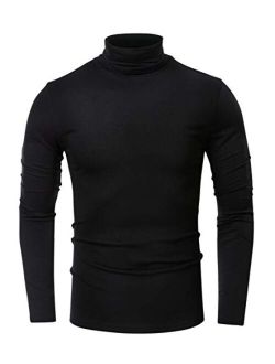 HTB Men's 1-2 Pack Long Sleeve T Shirts Big and Tall Slim Fit Cotton Pullover Base Layer Tops