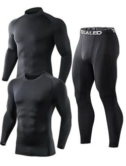 Telaleo 5 or 4 Pack Men's Thermal Compression Pants Fleece Lined Sports Tights Athletic Leggings Cold Weather Baselayer Winter Gear