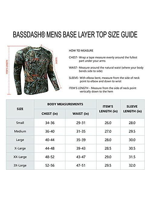 BASSDASH Men's Lightweight Thermal Base Layer Shirt Underwear Top Warm Ultra Soft Quick Dry